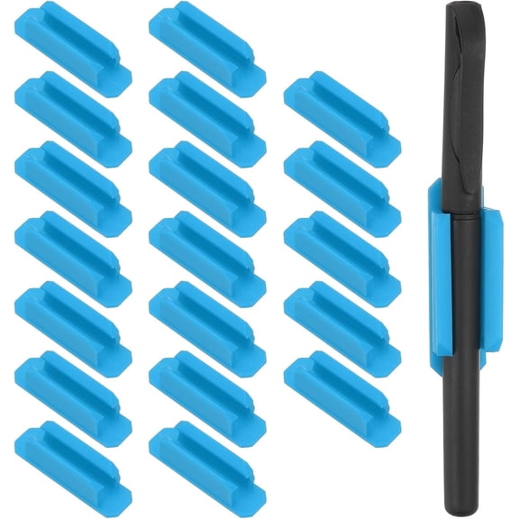 20-Piece COREBAY Upgraded Silicone Pen Holders - Blue Adhesive Desk Organizers for Office, Classroom & Home