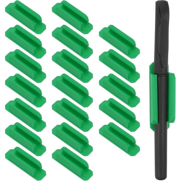20-Piece COREBAY Upgraded Silicone Pen Holders - Green Adhesive Desk Organizers for Office & Classroom