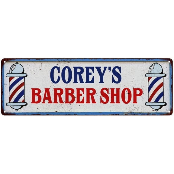 COREY'S Barber Shop Hair Salon Gift Metal Sign Retro 6x18 206180031094