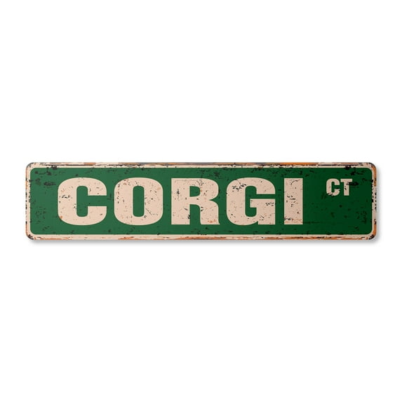 CORGI Vintage Aluminum Street Sign dog pet parking lover Metal Sign rustic metal tin | Indoor/Outdoor | 24" Wide