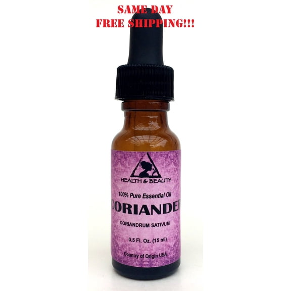 CORIANDER ESSENTIAL OIL AROMATHERAPY 100% PURE NATURAL GLASS DROPP 0.5 OZ, 15 ML