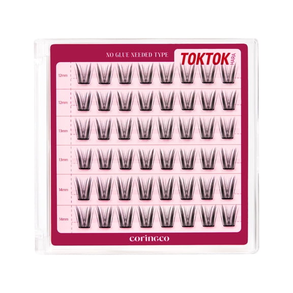 CORINGCO Self-Adhesive LONG False Eyelashes, No Glue Needed, Reusable Lash Clusters, Natural Look, 12mm/13mm/14mm - Bunny Long