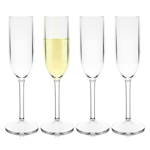 CORK GENIUS Unbreakable Champagne Glasses - 4 Pack Shatterproof, BPA-Free Tritan Plastic Drinking Glasses - Scratch-Resistant Champagne Flutes for Home and Outdoor - Dishwasher-Safe C95