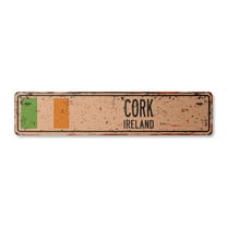 CORK IRELAND Vintage Aluminum Street Sign Irishman Irishwoman Irish flag country rustic metal tin wall gift | Indoor/Outdoor | 18" Wide