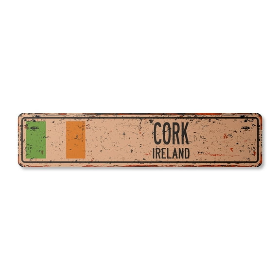 CORK IRELAND Vintage Aluminum Street Sign Irishman Irishwoman Irish flag country rustic metal tin wall gift | Indoor/Outdoor | 18" Wide