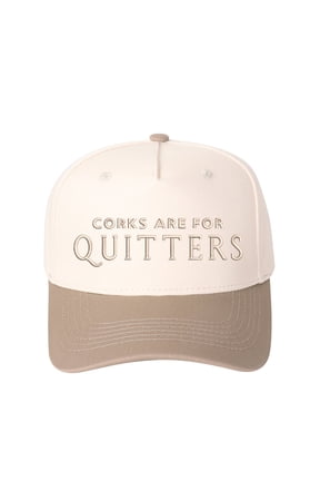 "CORKS ARE FOR QUITTERS" Letter Embroidered Patchwork Trucker Hat | Adjustable Unisex Snapback, Funny Wine Lover Travel Essential Cap