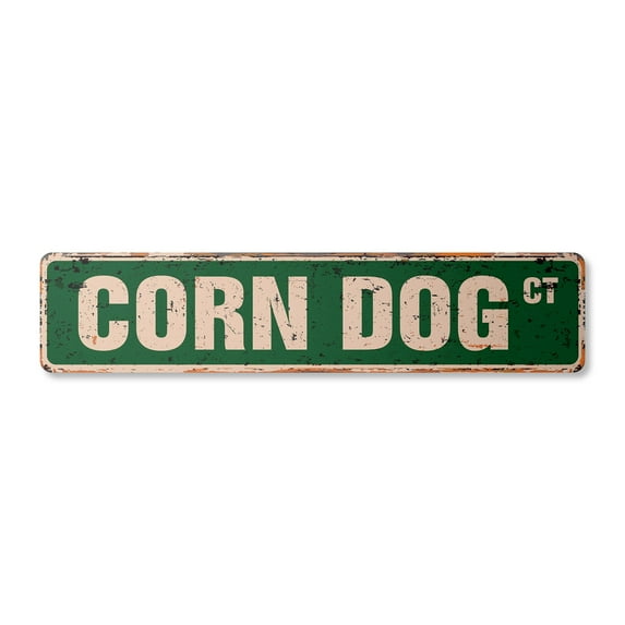 CORN DOG Vintage Plastic Street Sign fair food vendor carnival snack | Indoor/Outdoor | 30" Wide