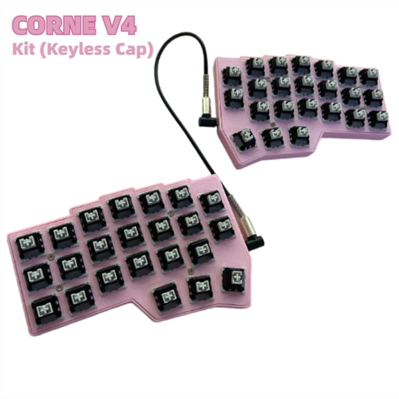 CORNE V4 Split Mechanical Keyboard Pink, Ergonomic Two-Hand QMK Hot-Swap RGB Keyboard