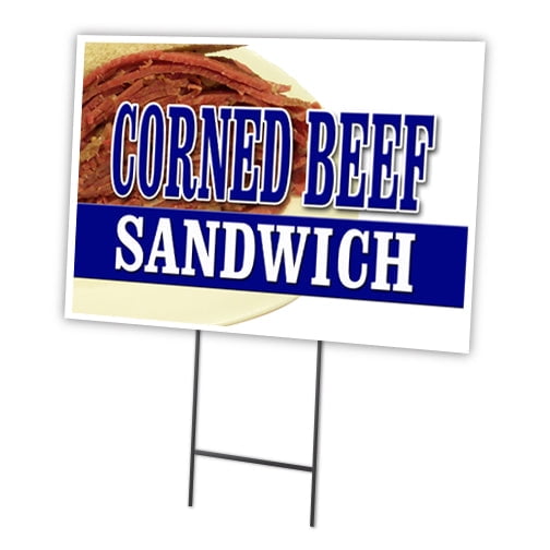 CORNED BEEF SANDWICH 12"x16" Yard Sign & Stake outdoor plastic window