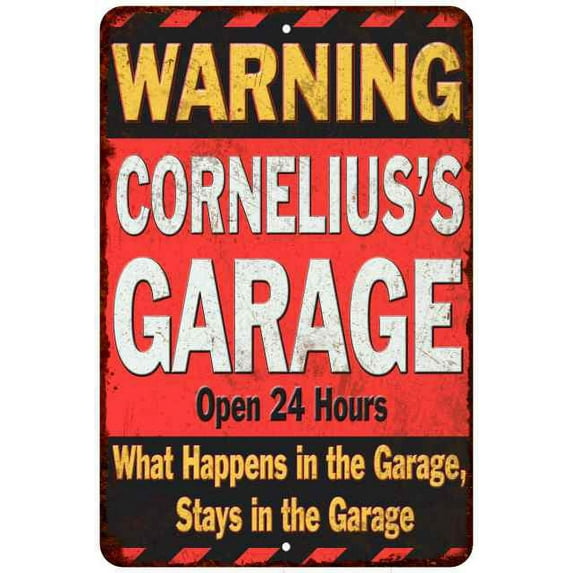 CORNELIUS'S Garage Warning Man Cave Wall Decor 8x12 Metal Sign 108120030464