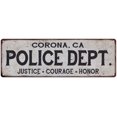 thumbnail image 1 of CORONA, CA POLICE DEPT. Home Decor Metal Sign Gift 6x18 206180012143, 1 of 1