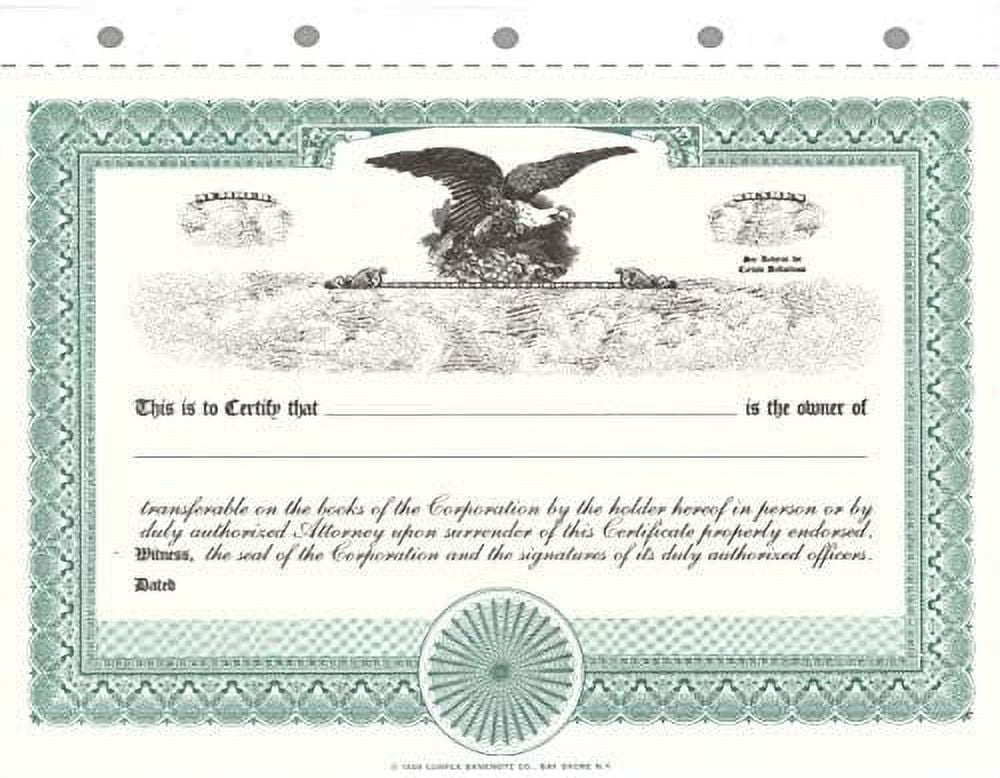 CORPEX Blank Stock Certificates with | Pack of 25 - Walmart.com