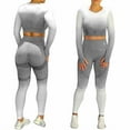 thumbnail image 1 of CORPOAMOR Women's Fitness Clothing Gym Outfit and Yoga Workout Set Crop Top and High Waisted Leggings Ombre Gradient 2 Piece Set (Grey/White, Medium), 1 of 7