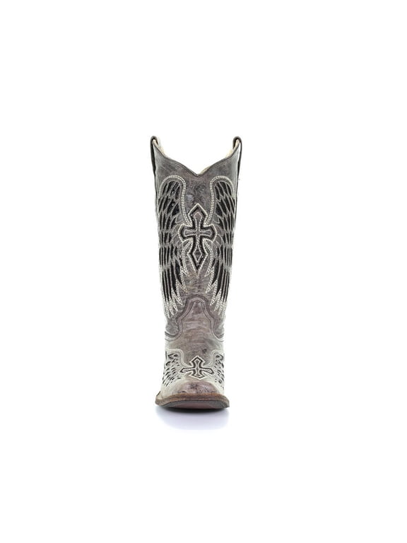 CORRAL Adult Female Brown Black Wing and Cross Square Toe Boots, Size: 8.5, Width: M