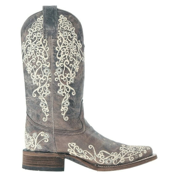 CORRAL Adult Female Crater Bone Embroidery Brown Boots, Size: 6, Width: M