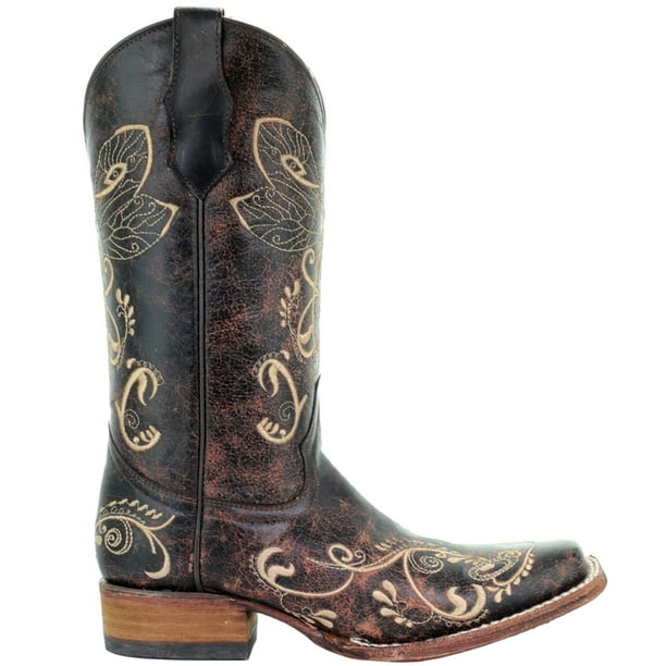 Corral ladies distressed brown with bone embroidery discount