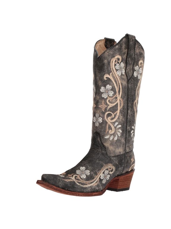 CORRAL Adult Female Floral Embroidery Black/Multi Color Boots, Size: 6.5, Width: M (L5175-LD-M-6.5)