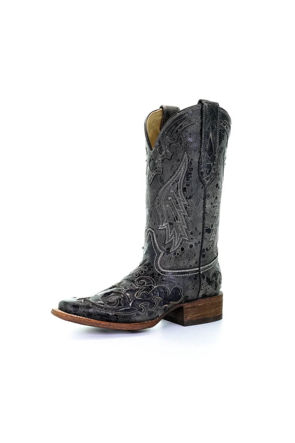 CORRAL Adult Female Snake Inlay Boots, Color: Black, Size: 10.5, Width: M (A2402-LD-M-10.5)