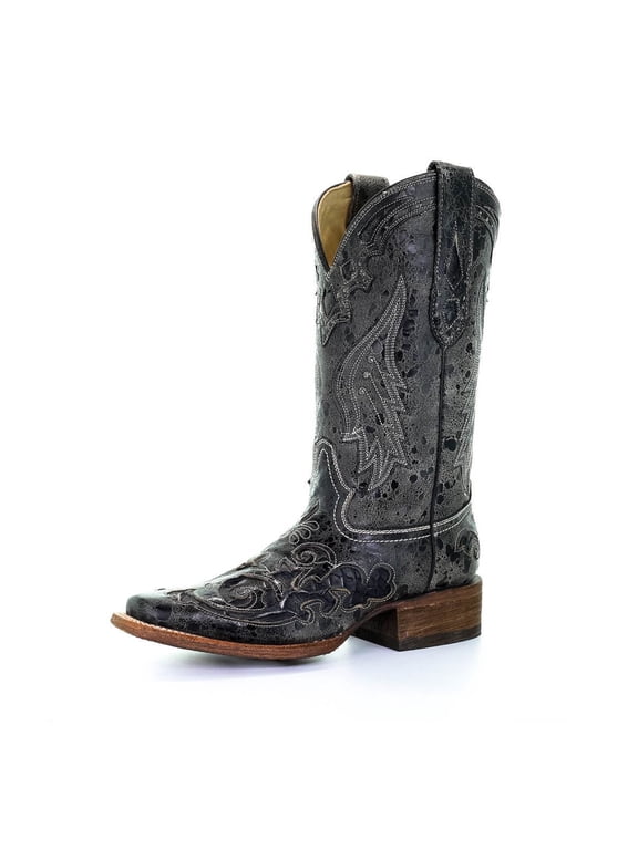 CORRAL Adult Female Snake Inlay Boots, Color: Black, Size: 6.5, Width: M (A2402-LD-M-6.5)