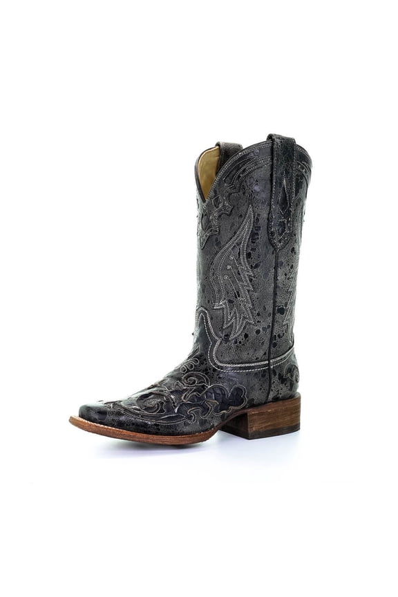 CORRAL Adult Female Snake Inlay Boots, Color: Black, Size: 8.5, Width: M (A2402-LD-M-8.5)