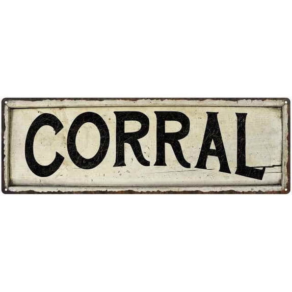 CORRAL Farmhouse Style Wood Look Sign Gift 8x24 Metal Decor 108240028124