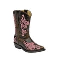 thumbnail image 1 of CORRAL Kids' Cognac Pink Dahlia Embroidered Snip Toe Cowboy Boots G1243 13 K, 1 of 1