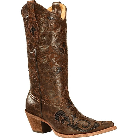 CORRAL Women's Lizard Inlay Cowgirl Boot Brown 8.5 M US