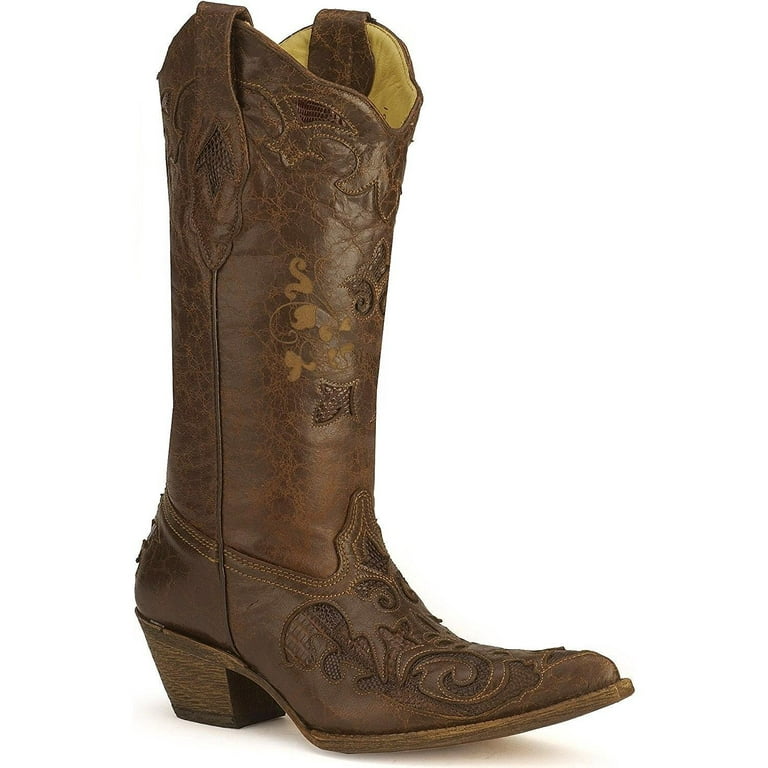 CORRAL Women s Vintage Lizard Inlay Snip Toe Boots C2109 6 C W US