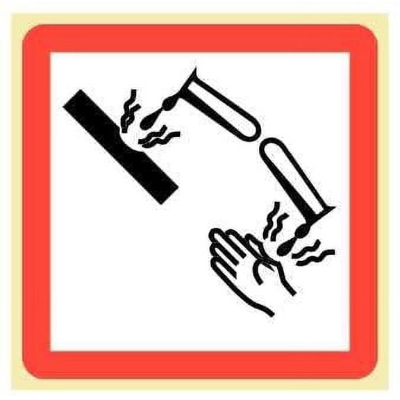 CORROSION Hazard-Safety Labels (GHS Pictogram Symbol), 2" X 2" White Self-Adhesive Paper - ROLL OF 500 LABELS