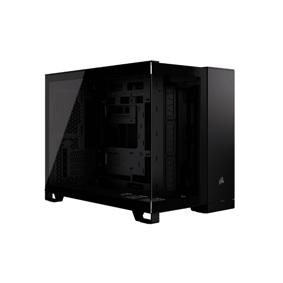 CORSAIR 2500X Small-Tower mATX Dual Chamber PC Case ? Panoramic Tempered Glass ? Reverse Connection Motherboard Compatible ? No Fans Included ? Black