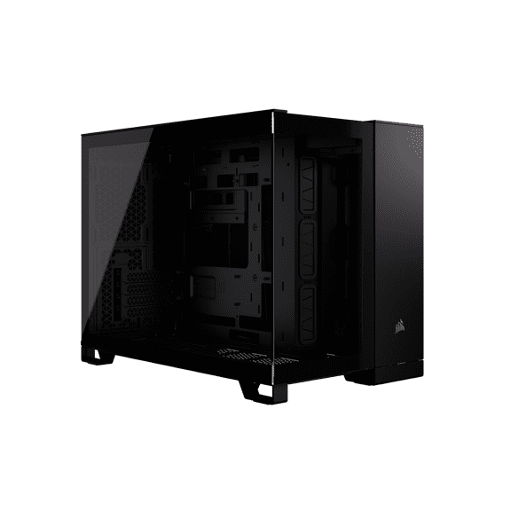 CORSAIR 2500X Small-Tower mATX Dual Chamber PC Case ? Panoramic Tempered Glass ? Reverse Connection Motherboard Compatible ? No Fans Included ? Black