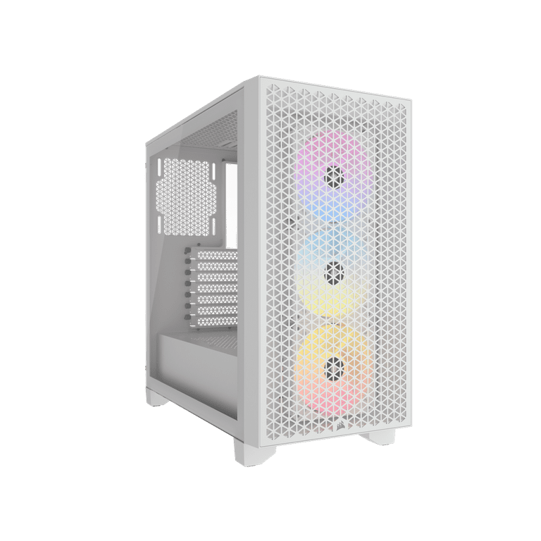 CORSAIR 3000D RGB AIRFLOW Mid-Tower PC Case - White - 3x AR120 RGB Fans -  Four-Slot GPU Support – Fits up to 8x 120mm fans - High Airflow Design