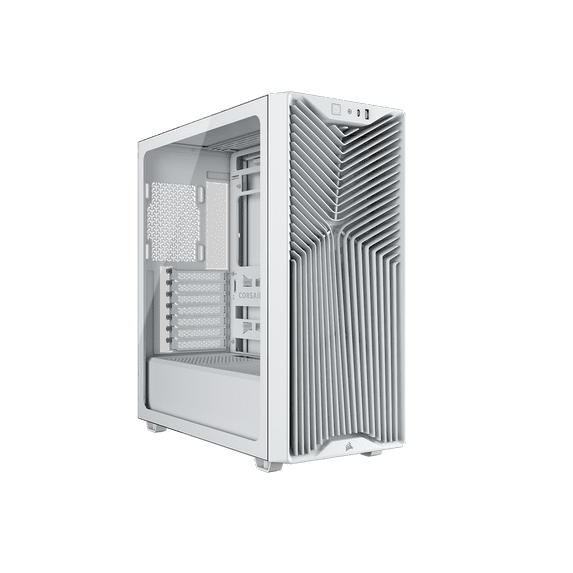 CORSAIR 3200D RS Mid-Tower PC Case - Supports a 360mm radiator - ASUS BTF, MSI Project Zero, and Gigabyte Project Stealth Compatible - Angled bottom fan mount for GPU cooling - White