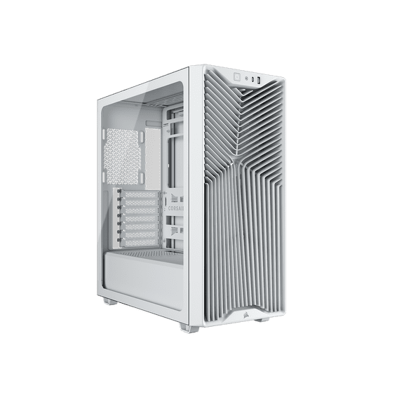 CORSAIR 3200D RS Mid-Tower PC Case - Supports a 360mm radiator - ASUS BTF, MSI Project Zero, and Gigabyte Project Stealth Compatible - Angled bottom fan mount for GPU cooling - White