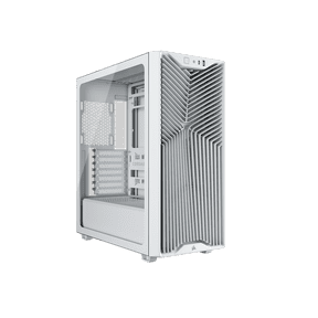 CORSAIR 3200D RS Mid-Tower PC Case - Supports a 360mm radiator - ASUS BTF, MSI Project Zero, and Gigabyte Project Stealth Compatible - Angled bottom fan mount for GPU cooling - White