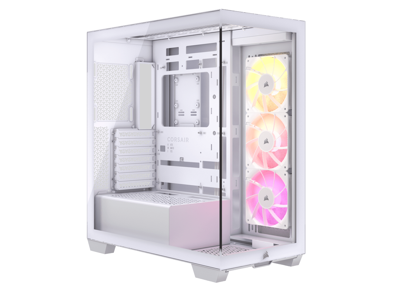 CORSAIR 3500X ARGB Tempered Glass Mid-Tower PC Case, White – 3x Pre-Installed RS120 ARGB Fans – Reverse Connection Motherboard Compatible – Fits up to 10x 120mm Fans
