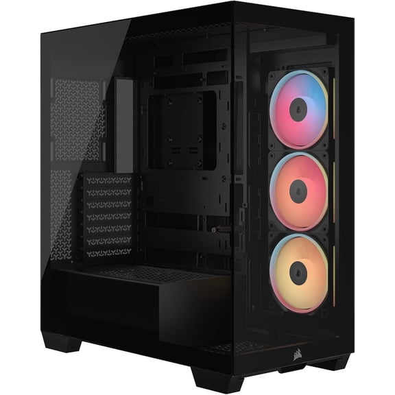 CORSAIR 3500X LX Reverse Fan RGB Mid-Tower PC Case 3X Pre-Installed Fans, Panoramic Glass, Spacious Interior, GPU Anti-Sag, Includes iCUE Link System Hub Black