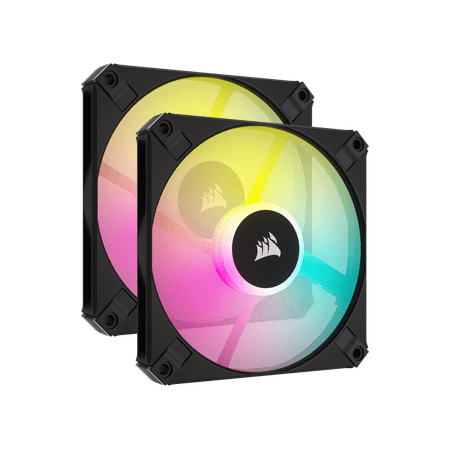 CORSAIR AF SLIM Series, AF120 RGB SLIM, 120mmx15mm Fluid Dynamic RGB Fan, Dual Pack with Lighting Node CORE