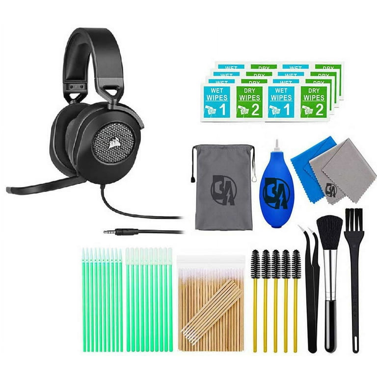 CORSAIR HS65 SURROUND Wired 7.1 Surround Gaming Headset Black With Cleaning  Kit Bolt Axtion Bundle Like New 
