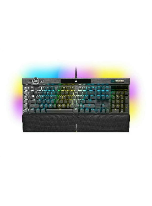 CORSAIR K100 RGB Mechanical Gaming Keyboard, Backlit RGB LED CHERRY MX SPEED, Double-Shot PBT Keycaps, with Magnetic Detachable Memory Foam Palm Rest - Black