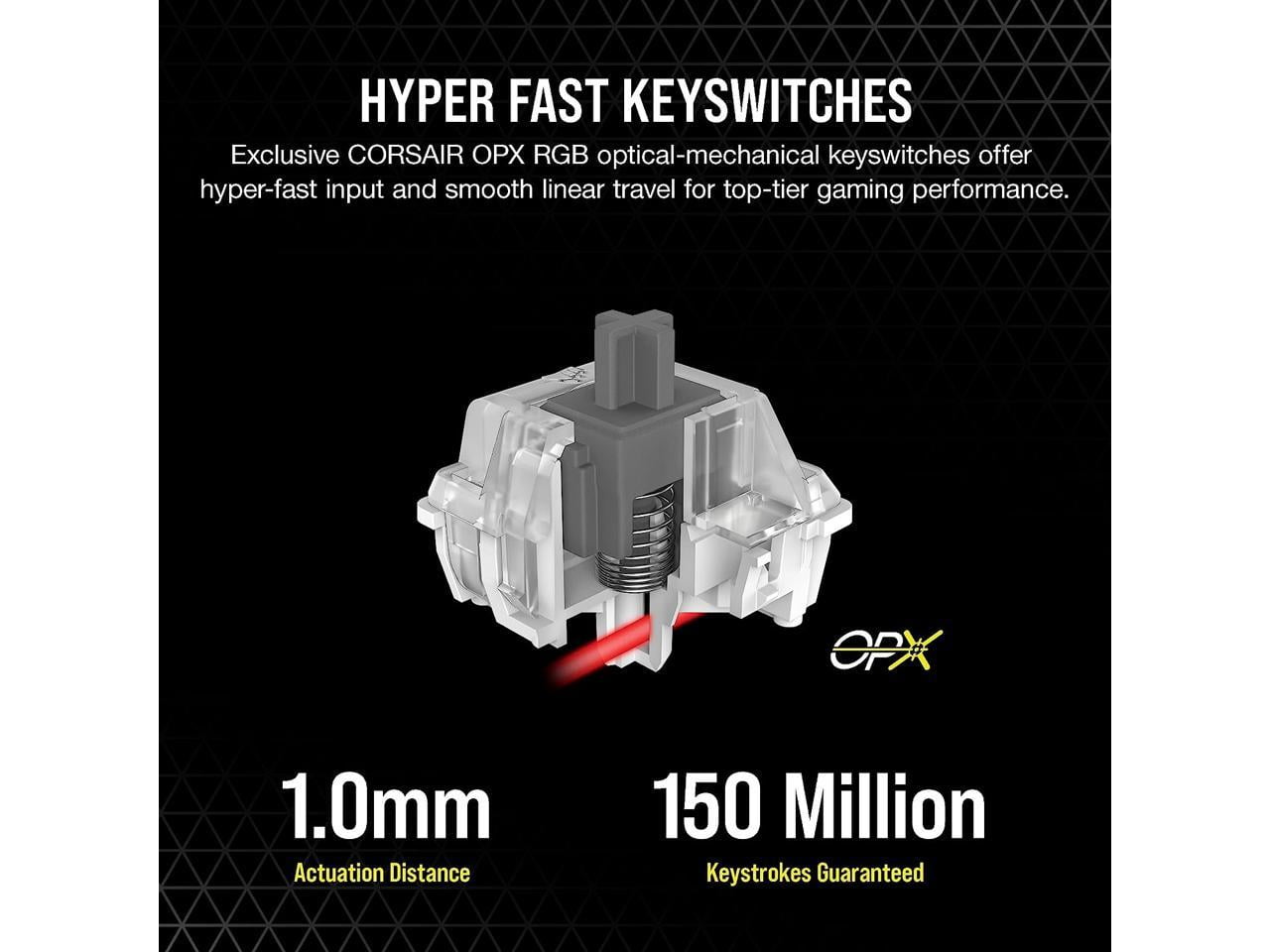 CORSAIR K70 PRO RGB Optical-Mechanical Gaming Keyboard - White - OPX Linear Switches - PBT Double-Shot Keycaps – 8,000Hz Hyper-Polling - Magnetic Soft-Touch Palm Rest