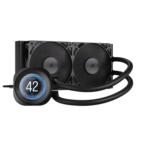 CORSAIR NAUTILUS 240 RS LCD Liquid CPU Cooler – 2.1" IPS LCD Screen – RS120 Fans – 240/360mm Radiator – Fits Intel® LGA 1851/1700, AMD® AM5/AM4 – Simple Daisy-Chain Connections
