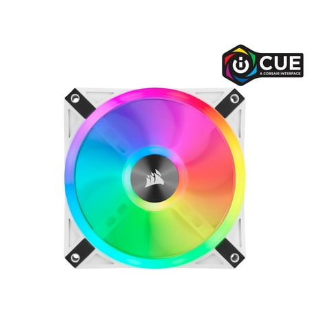 Corsair iCUE QL120 RGB 120mm PWM White Fan - Triple Fan Kit With Lighting Node CORE - 3 Pack