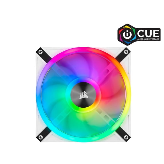 CORSAIR QL Series, iCUE QL140 RGB, 140mm RGB LED PWM White Fan, Dual Fan Kit with Lighting Node CORE - CO-9050106-WW