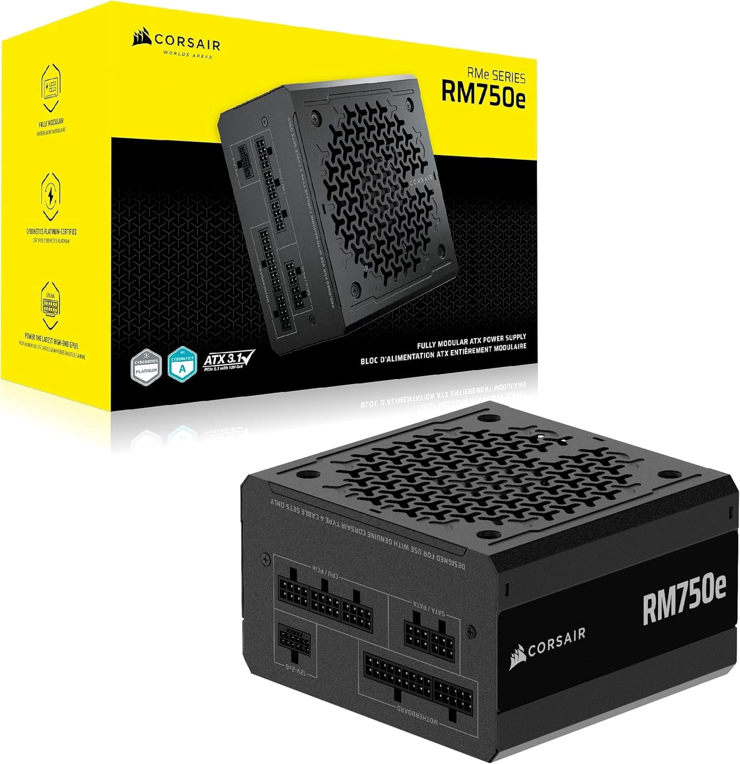 CORSAIR RM750e 2025 Fully Modular Low-Noise ATX Power Supply with 12V-2x6 Cable