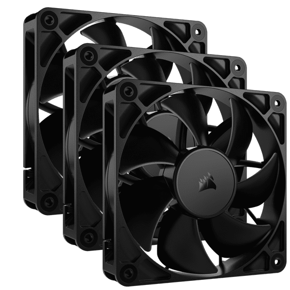 CORSAIR RS120 PWM 120mm Fans Triple Pack – Simplified Control – Daisy-Chain 4-Pin PWM Connection - Concentrated AirGuide Cooling - Magnetic Dome Bearing