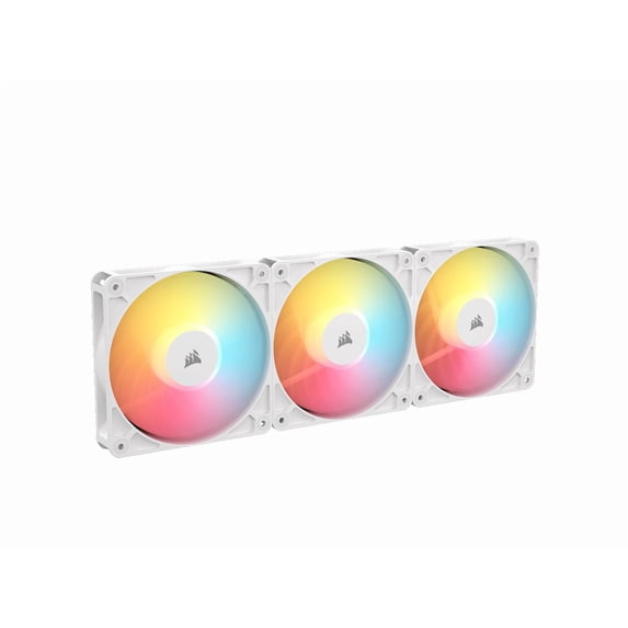 CORSAIR RS120-R ARGB 120mm PWM Reverse Fans Triple Pack – White – Reverse Fan Blade – Eight Vibrant RGB LEDs – Magnetic Dome Bearing – Daisy-Chain 4-Pin PWM and +5V ARGB Connections