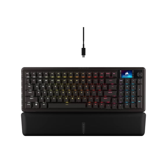 Corsair Vanguard 96 Wired Mechanical Gaming Keyboard ? 96% Layout, MLX Fusion Tactile Switches, 8000Hz Polling, LCD Display, Virtual Stream Deck, G-Keys, SOCD Flashtap, QWERTY US ? Black