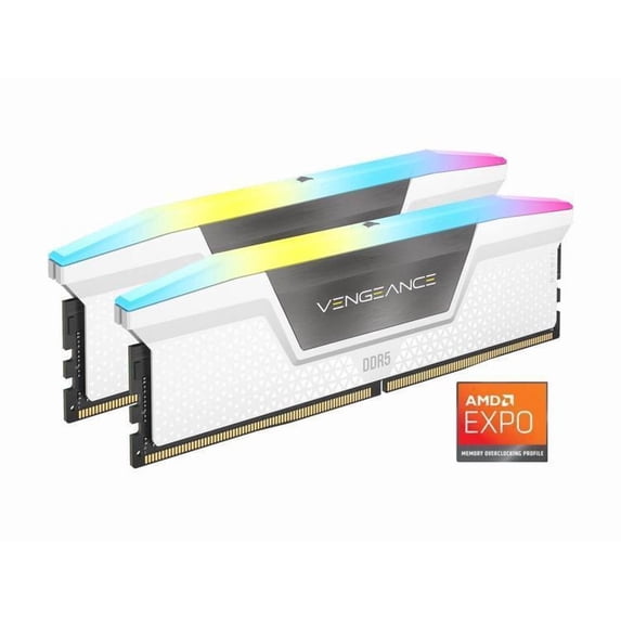 CORSAIR Vengeance RGB 32GB (2 x 16GB) 288-Pin PC RAM DDR5 6000 (PC5 48000) Desktop Memory Model CMH32GX5M2B6000C30W