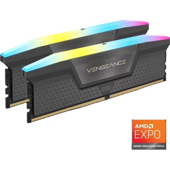 CORSAIR Vengeance RGB 32GB (2 x 16GB) 288-Pin PC RAM DDR5 6000 (PC5 48000) Desktop Memory Model CMK32GX5M2B6000Z38